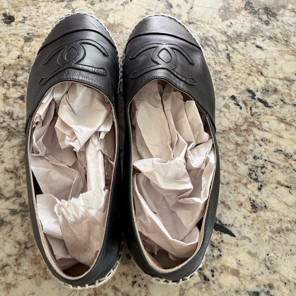 CHANEL Black Leather Espadrilles - Picture 2 of 4